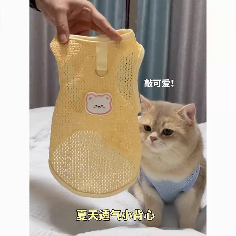 Супер милая одежда для кошек, летняя новая стильная дышащая одежда для прогулок, тонкий нелиняющий жилет для домашних животных и щенков