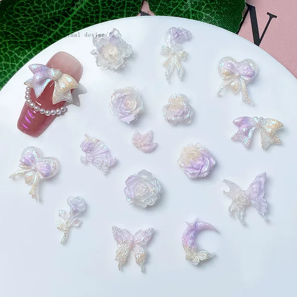 New Ins Style Nail Art Accessories Mixed Luminous Love Bow Nail Art Accessories Camellia Nail Art Decoration