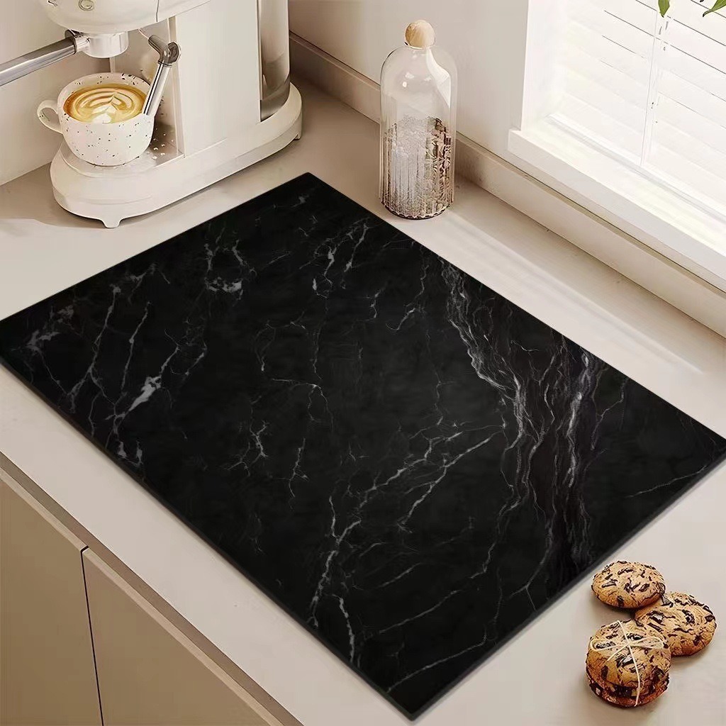 Cross-Border Diatomaceous Earth Absorbent Mat, Light Luxury Marble Pattern, Wear-Resistant Tableware Insulation Anti-Slip Mat, Household Kitchen Draining Mat