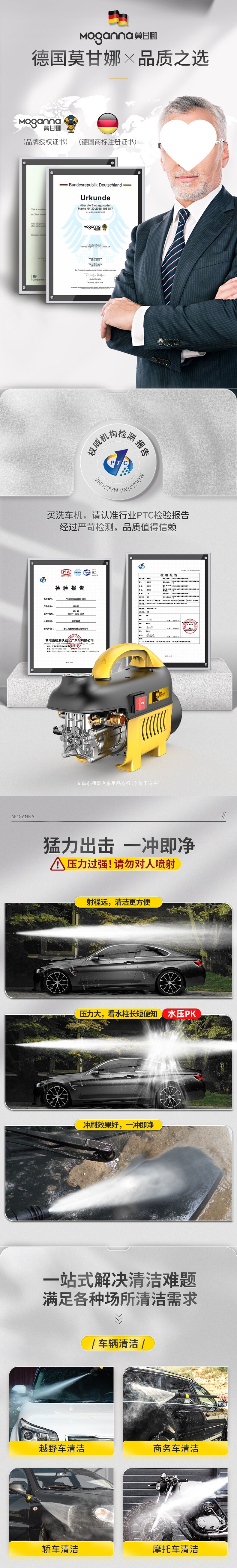 Car washer 220v high-power cleaning machine, pressurized water gun for car and home use, high-pressure floor cleaning water pump