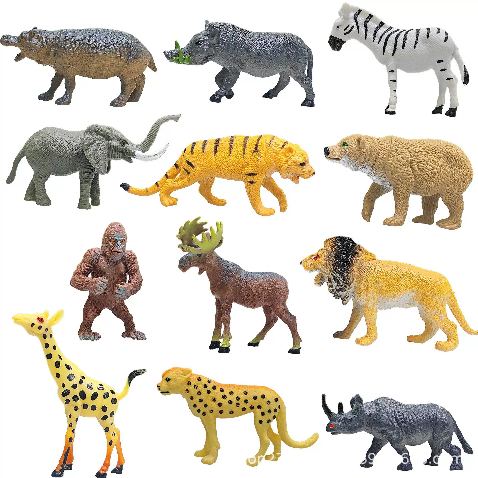 PVC野生动物模型仿真玩具套装老虎狮子大角鹿河马小动物模型批发
