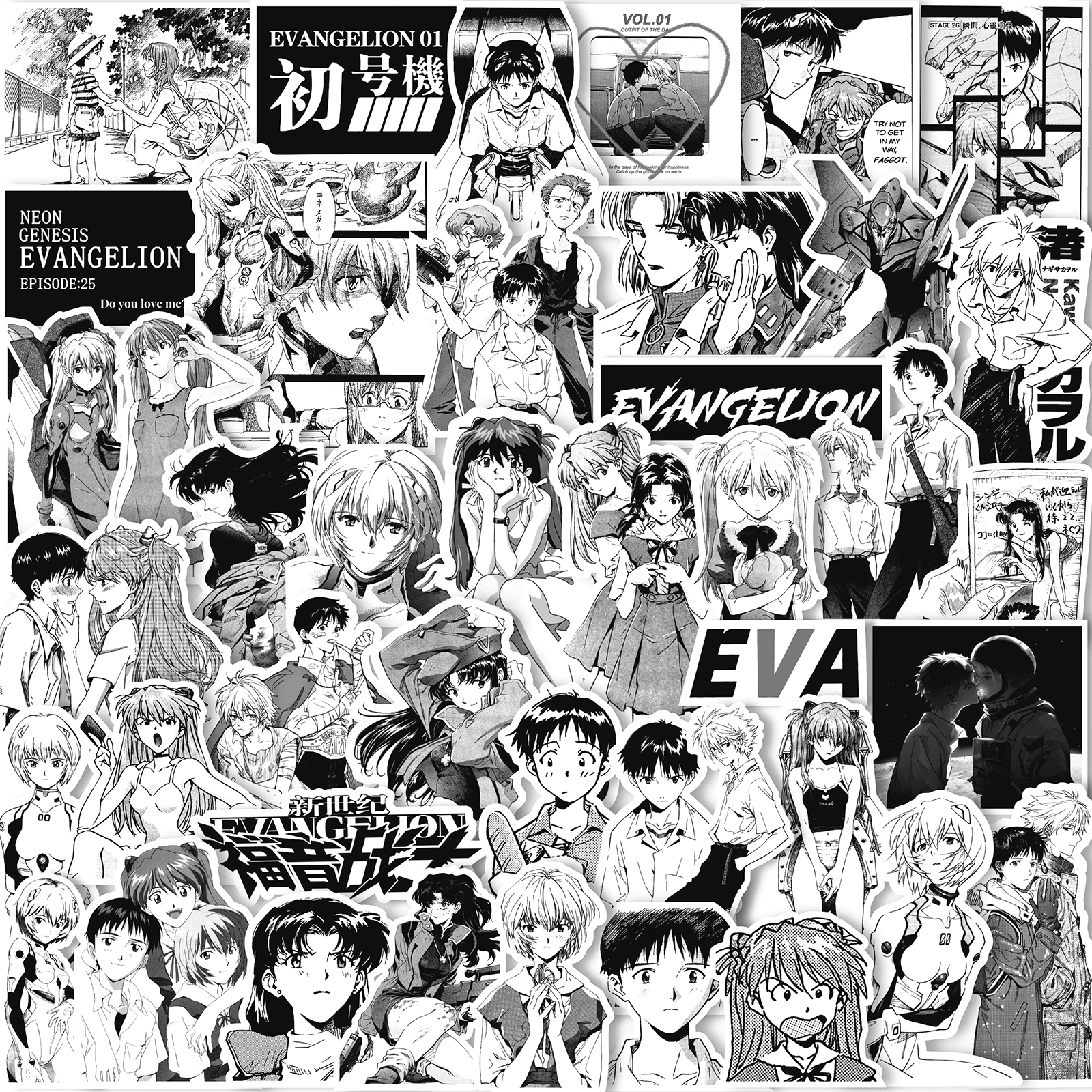 Eva, sticker, comics, mobile phone, scheduler, DIY