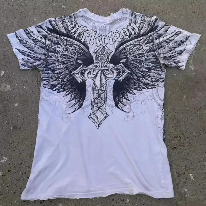 Affliction T-shirt Crossed Over White