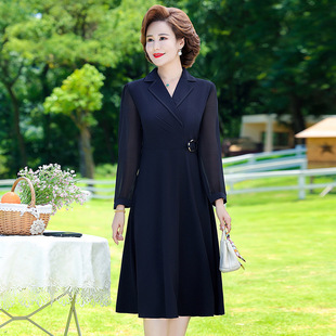 100kg Elegant Lady Dress for Middle-Aged and Elderly Women, Plus Size for Chubby Moms, New Autumn Style