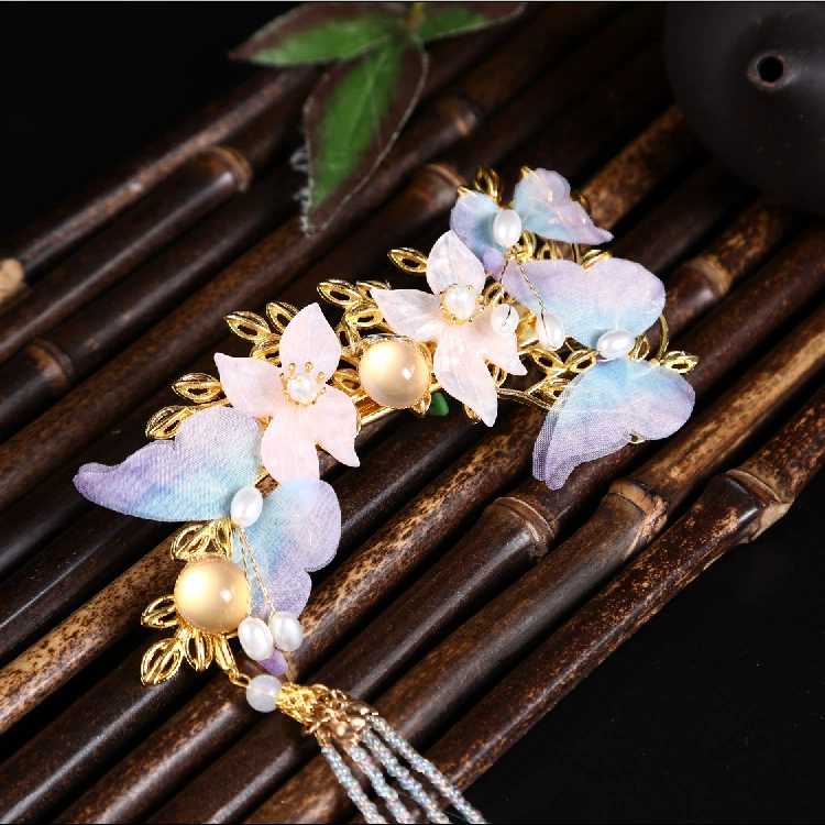 Китайская дунфу, трёхмерная ткань, handmade заколка для волос, винтажный аксессуар с кисточками, оптовая продажа