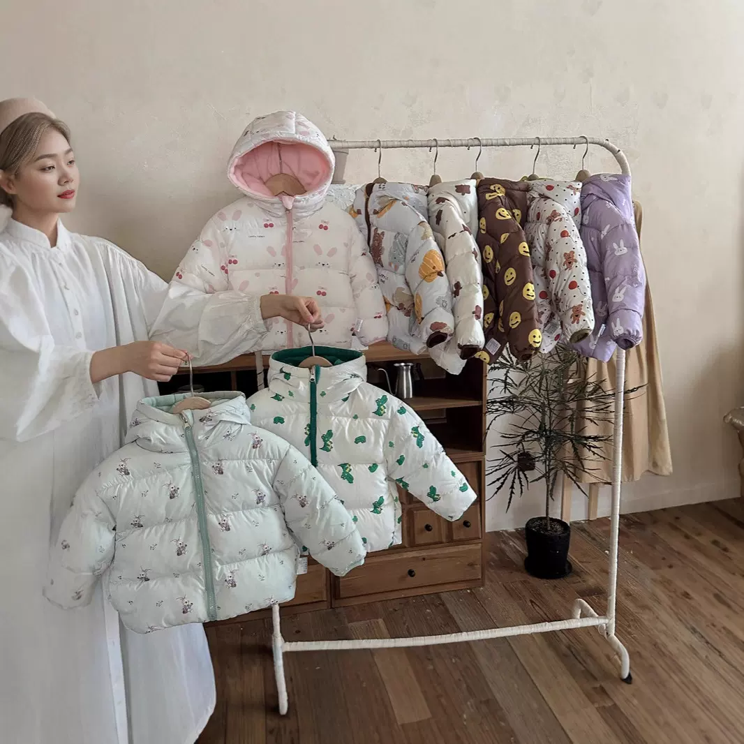 亚马逊秋冬新款双面穿羽绒棉服儿童加厚加绒童装短款外套跨境直播
