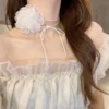 White mesh leather cord necklace (same style as internet celebrity)