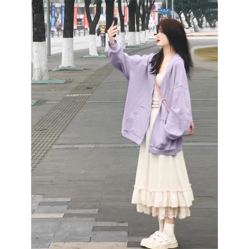 보라색 봄과 가을 스타일