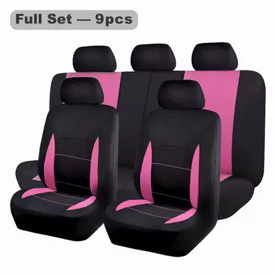 Europe and the United States hot selling polyester mesh car seat cover foreign trade hot-selling universal suitable for five-seat models (Seat cushion, seat cover) - pink-9-piece-set