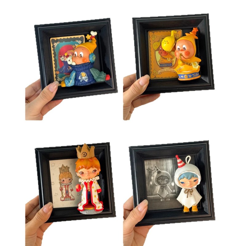 泡泡盲盒展示相框手办diy 玛特框中古风黑色公仔桌面摆件装饰摆台|undefined