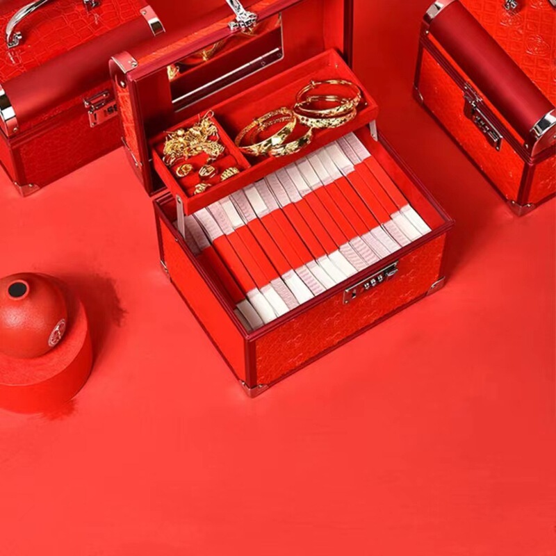 New In-Stock Aluminum Alloy Wedding Box Jewelry Box Large Capacity Jewelry Storage Box Dressing Table Jewelry Organizer