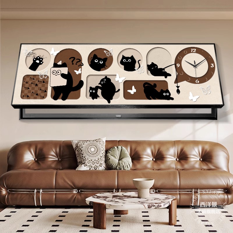 中古风电表箱装饰画客厅大尺寸配电箱遮挡画带钟表电闸时钟挂画