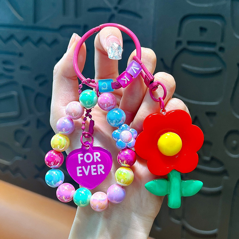 Flor de resina creativa colgante de llavero colgante colorido beaded pulsera mochila colgante decoración regalos pequeños regalos al por mayor