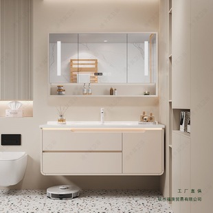 Cream Style French Bathroom Cabinet Smart Washbasin Cabinet Combination Ceramic Integrated Basin Washbasin Bathroom Washstand