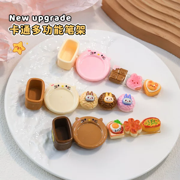 Cartoon multi-function nail art pen holder cute bear cat color palette pen washing cup nail polishing head storage tool