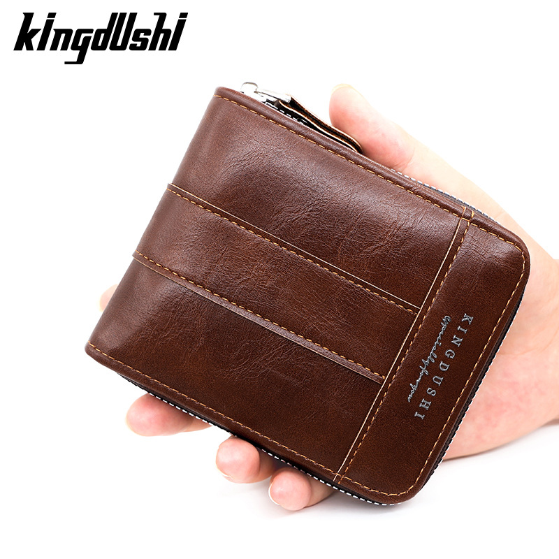 Europa y América retro hombre corto bolso de brazaleta de gran capacidad multi-tarjeta bisagra bolso de tarjetas de hombre bolso de cambio
