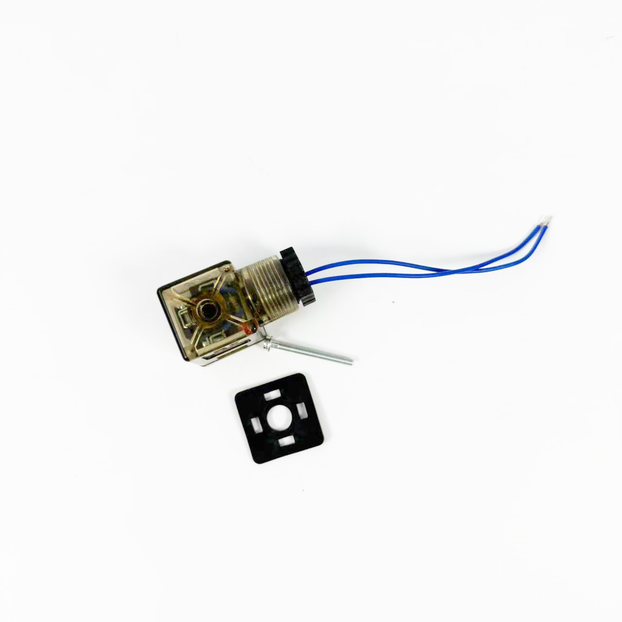 液压电磁阀插头 电磁铁 线圈透黑带灯接线插头 DC 24V/AC 220V