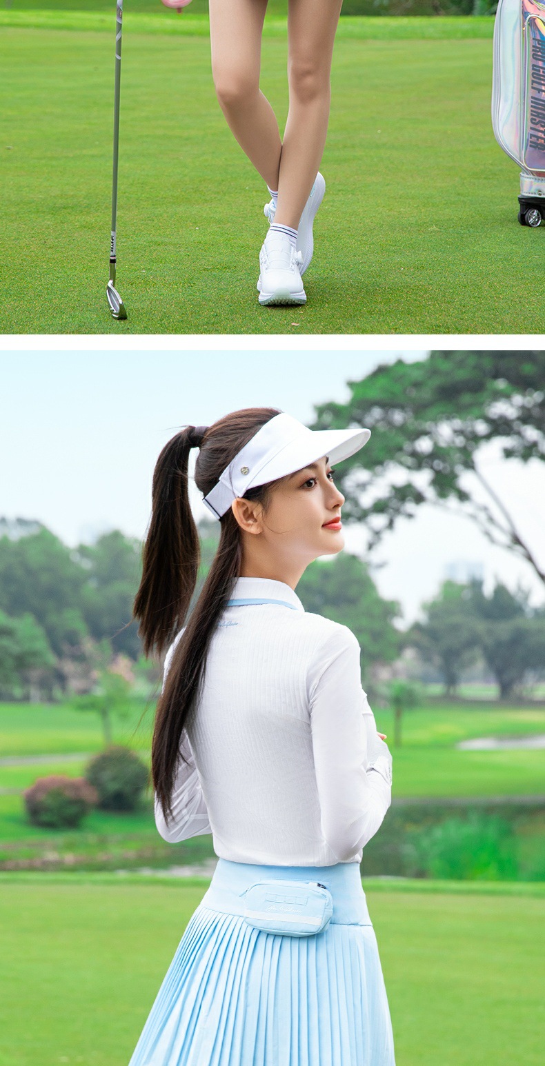 Áo polo nữ dài tay lụa băng mát mặc golf mùa xuân hè — YF797-áo đen, YF797-áo trắng, Áo YF797 trắng (lụa lạnh siêu mỏng), YF797-Áo đen (lụa lạnh siêu mỏng) chi tiết 7