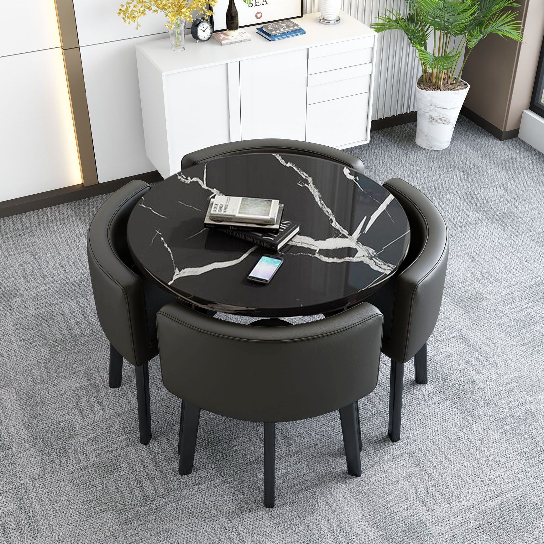 Mesa y silla de negociación simple mesa redonda de recepción de negociación casual mesa de recepción mesa comercial de té de leche y postres mesa y silla image 21