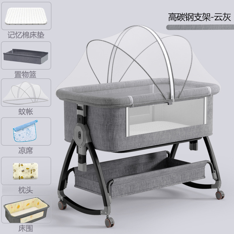 Cuna móvil Cuna portátil Cuna para bebé Cama plegable multifuncional bb Cama grande de costura para niños recién nacidos image 9