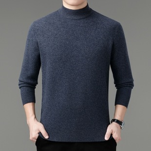 Half Thickened Turtleneck Sweater Middle-aged Cashmere Sweater Counter Backing Winter Cashmere Crewneck Fashion New Men's 2024