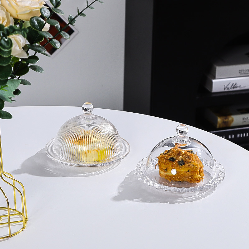 Transparent Heart Edge Dessert Plate Small French Dessert Snack Biscuits Simple Dessert Salad Plate Cover