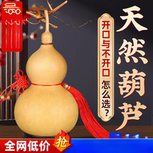 天然葫芦挂件真胡芦灸中国结吉祥开口门对门客厅玄关摆件大号文玩