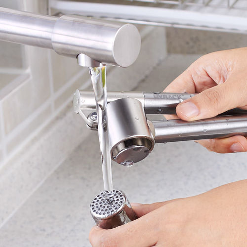 Stainless steel extended garlic squeezer, garlic peeler, garlic clamp, garlic press, garlic press, household zinc alloy garlic press