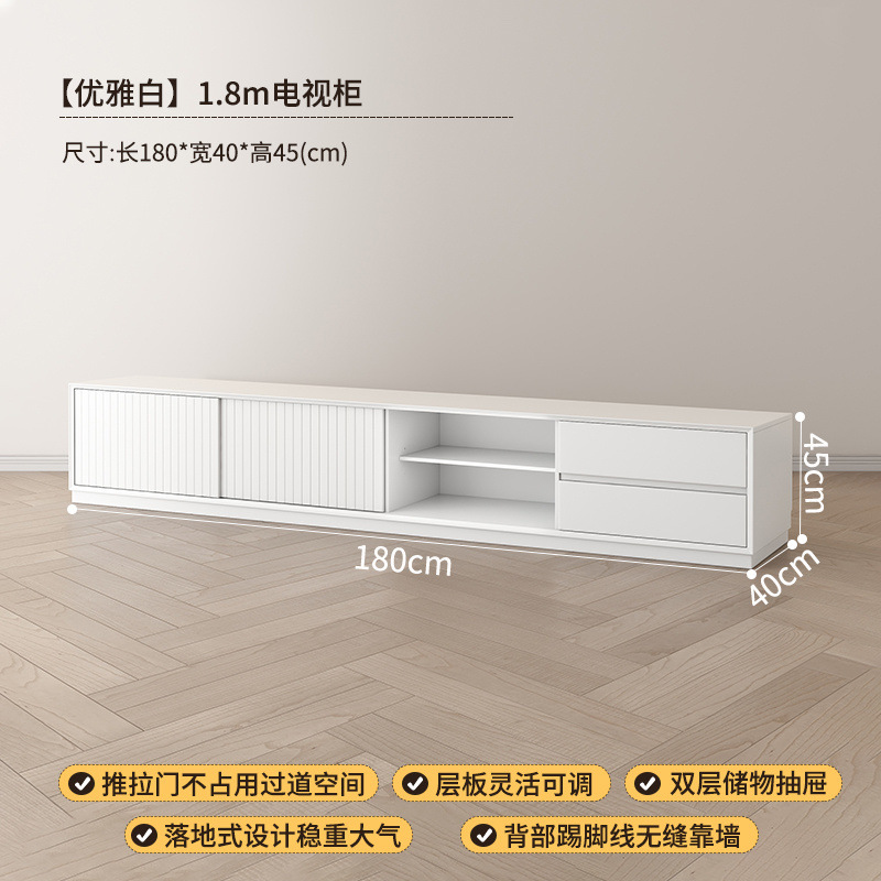 Estilo de lujo ligero moderno, estilo de alta gama, mueble de TV de madera maciza negra, sala de estar, hogar, piso simple contra la pared, apartamento grande