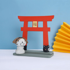 Zakka Japanese-style Goods Dollhouse Decor, Lucky Gate Wooden "Fu" Character Torii Gate, Creative Desktop Photography Ornaments