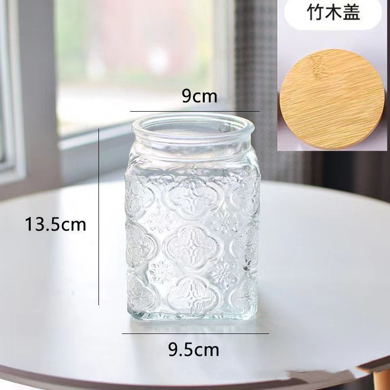 雕花海棠玻璃密封储物罐厨房家用干果零食大容量收纳喜糖罐食品级|undefined