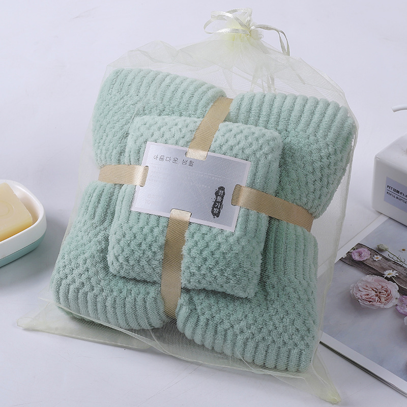 Light green / Jixiang plaid bath towel (70*140) + towel (35*75)