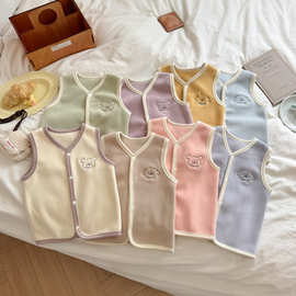 宝宝奥粒绒开衫马甲秋冬款男童女童背心内穿儿童坎肩婴儿加绒保暖