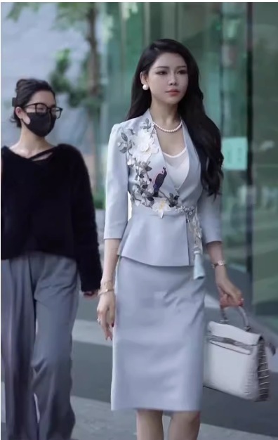 高级感女神范御姐高级感白色西装半身裙两件套早秋气质职业套装|undefined