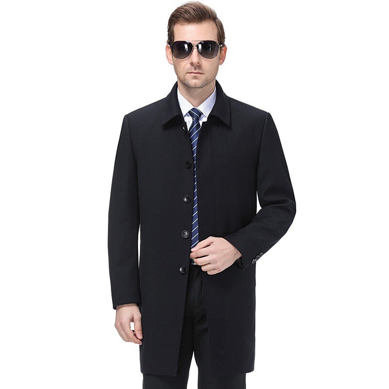 Genuine Brand Mulberry Silk Trench Coat for Men, Mid-Length, New Style, Business Casual, British Style, Lapel, Large Size Jacket