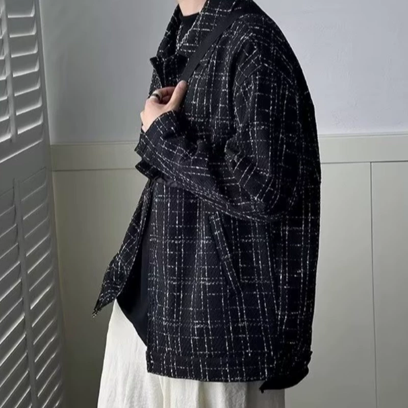 Мужская демисезонная шерстяная куртка, стиль Chanel, oversize, корейский стиль, плюс размер, американский стиль