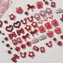 新款安可拉红爱心星星蝴蝶结饰品配件diy 新年发饰发夹手工材料