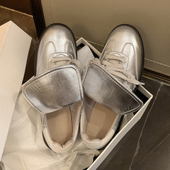 Silver Casual Flat Sandals for Women - Spring New Arrival Full Leather Round Toe Fringe Laces Flat Women's Casual Sandals