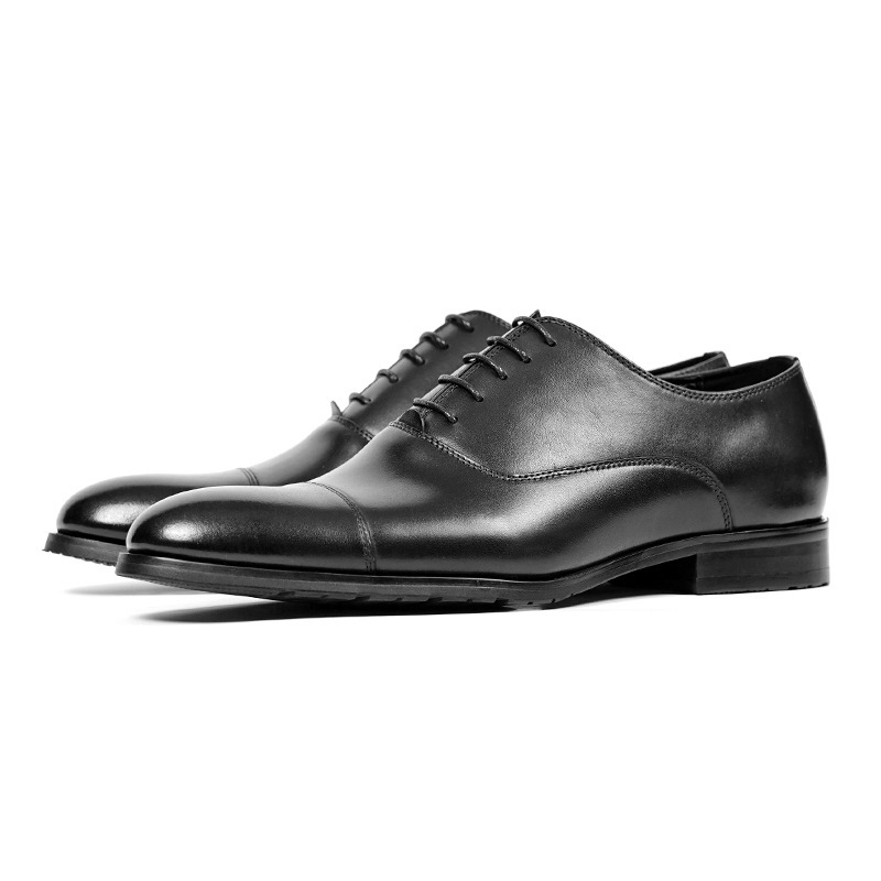 Classic popular three-joint men's leather shoes black all-match lace-up men's wedding shoes commuter work business leather shoes