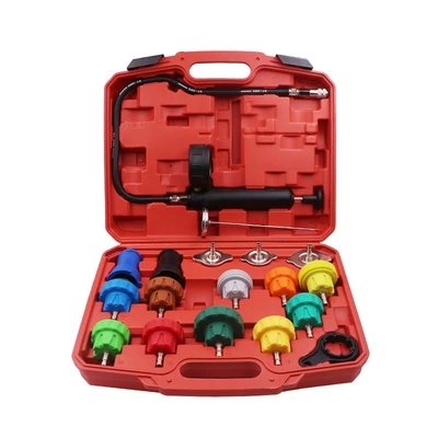 Automobile water tank leak detector leak detection pressure tool detection vacuum pressure gauge cooling antifreeze replacement filler (Repair kit) - 18-piece-water-tank-leak-detector