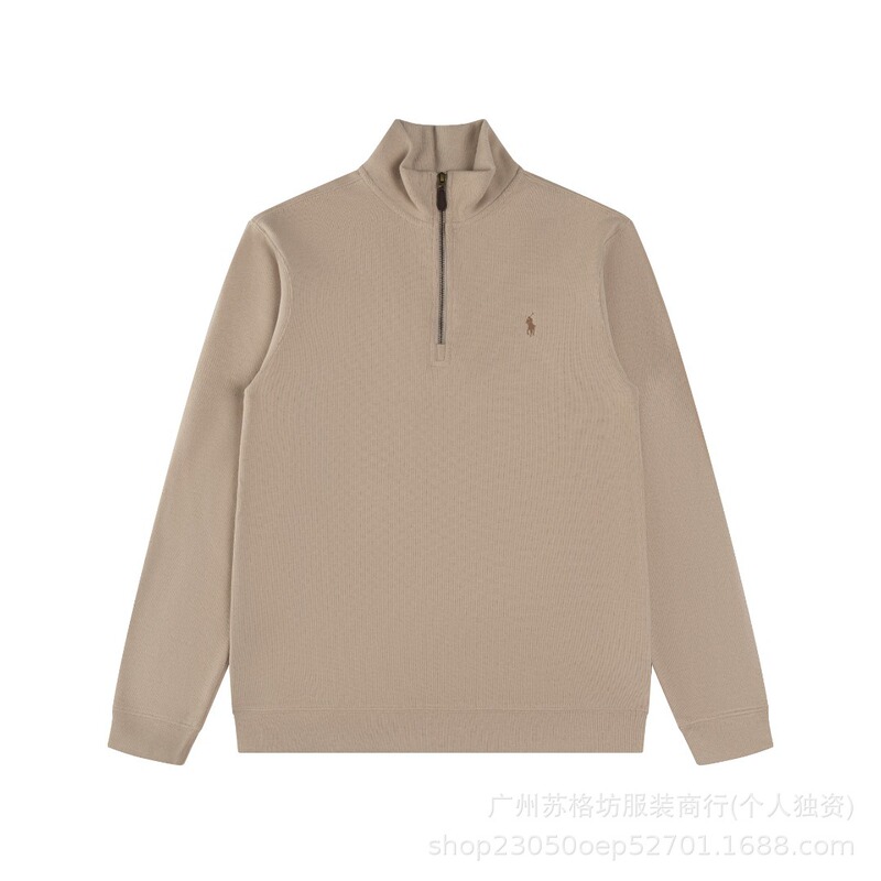 【高品质】可扫码~RL拉夫刺绣小马标半拉链高领长袖针织卫衣男女|undefined