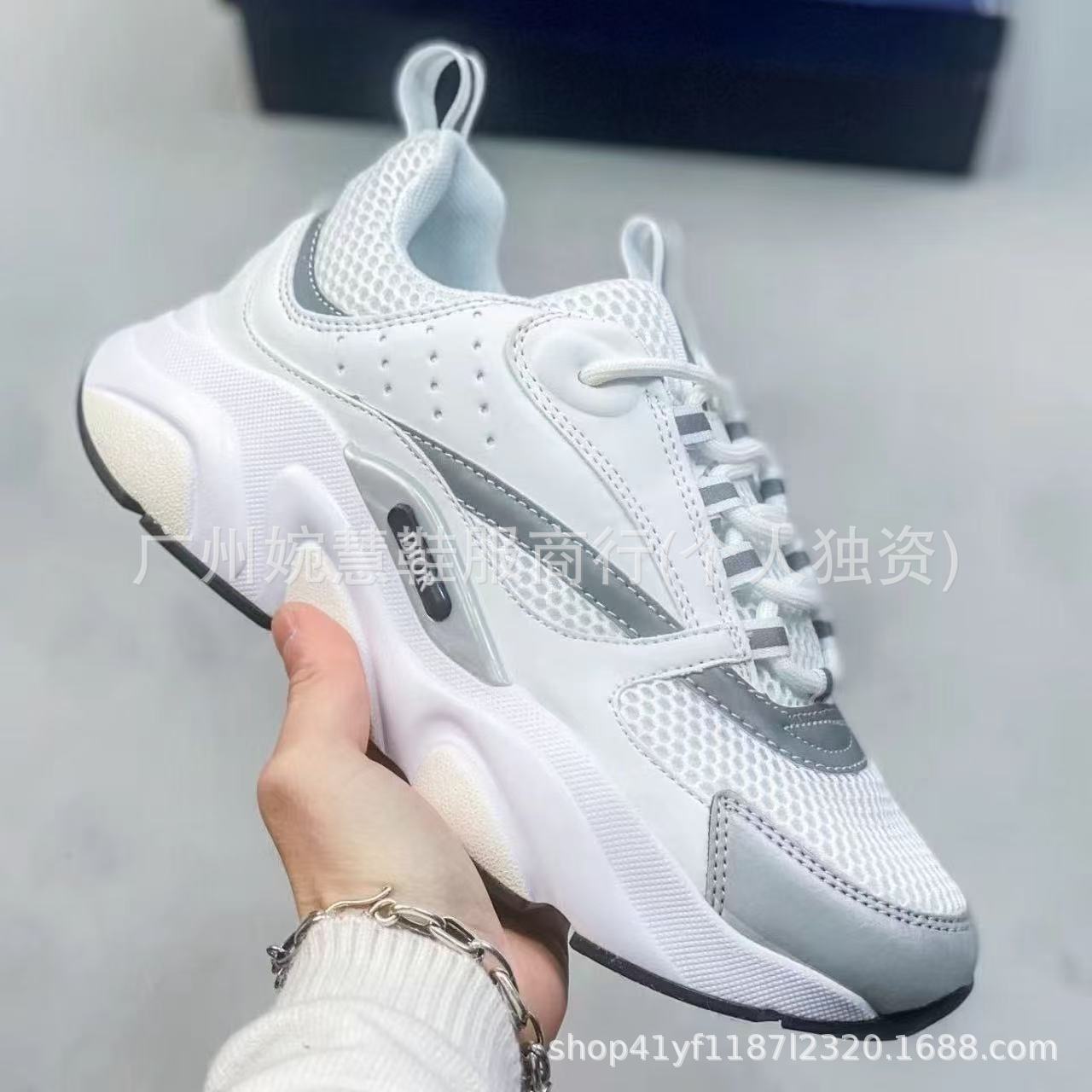 Cross-Border Putian Tb Casual Sports Shoes B22 Versatile Genuine Leather Retro Flats Shoes Outdoor Breathable Mesh Dad Shoes