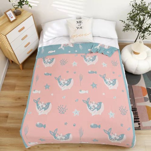 Fiberglass four-layer summer wide edge single person air conditioner cover blanket soft towel blanket