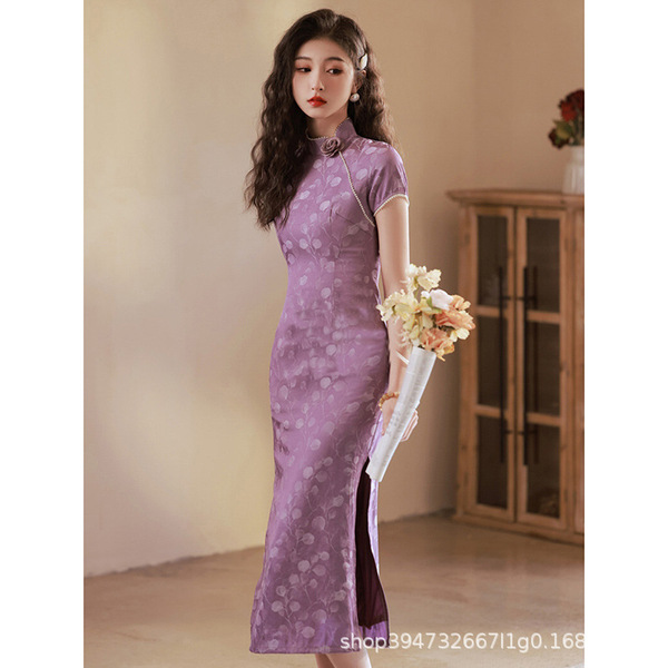 Purple summer retro cheongsam
