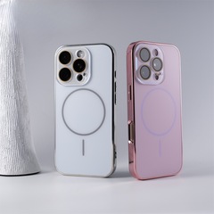 Apple 17電気メッキマットAG細線磁気吸着iPhone16promaxクリスタルレンズフィルム携帯電話ケース15に適用