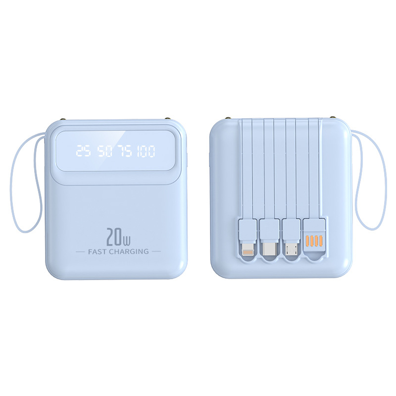 Banco de energía de regalo al por mayor Mini auto-cableado 20000 mA pantalla digital de gran capacidad energía móvil logotipo personalizado