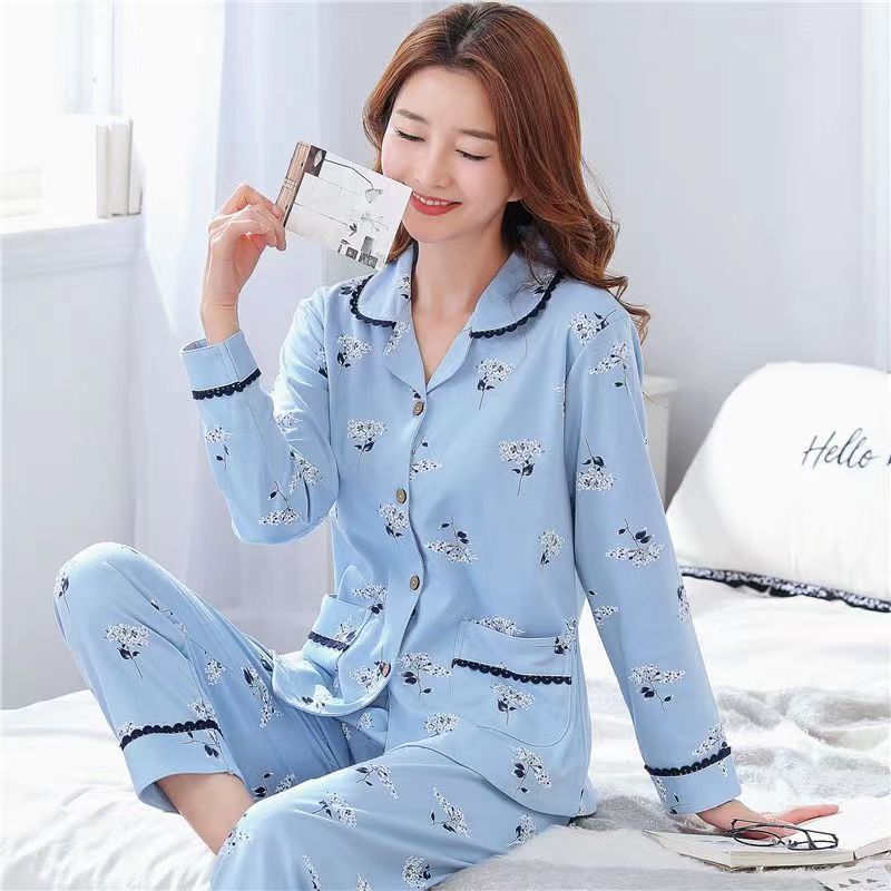Pijamas de mujer 100% algodón de manga larga Primavera y otoño 2023 nuevo algodón de mediana edad y edad avanzada delgada mamá ropa para el hogar