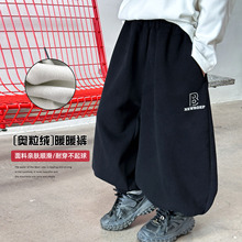 儿童裤子男童运动裤加绒加厚秋冬款中大童冬季一体绒休闲针织卫裤