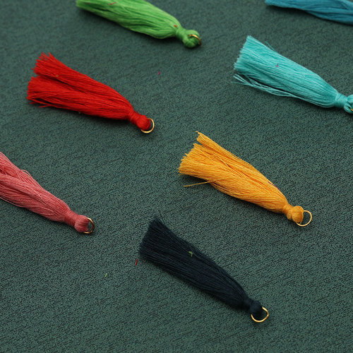 Direct factory supply colorful 6cm hoop earring tassels with sewing thread for boxes, bags, clothing and accessories