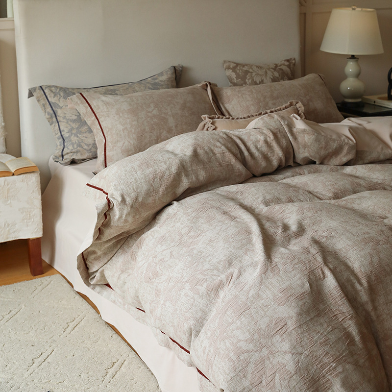 Conjunto de roupa de cama boho em algodão estilo francês jacquard_voghion.com
